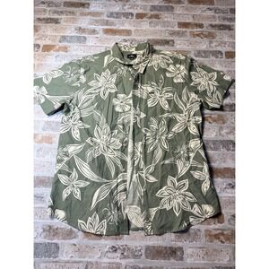 ONeill Mens XL Sage Green Floral Tropical Short Sleeve Button Up Shirt Surf XL